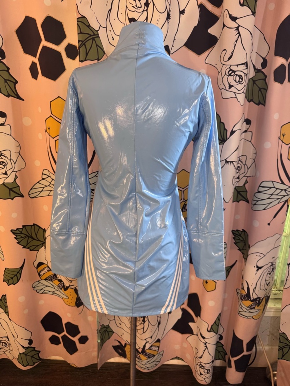 adidas x IVY PARK Light Blue 1/2 Zip Latex Mini Dress - Size Medium - Picture 9 of 16